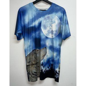 Get A Life Shirt Adult Small Wolf Moon All Over Graphic Print Short Sleeve Mens